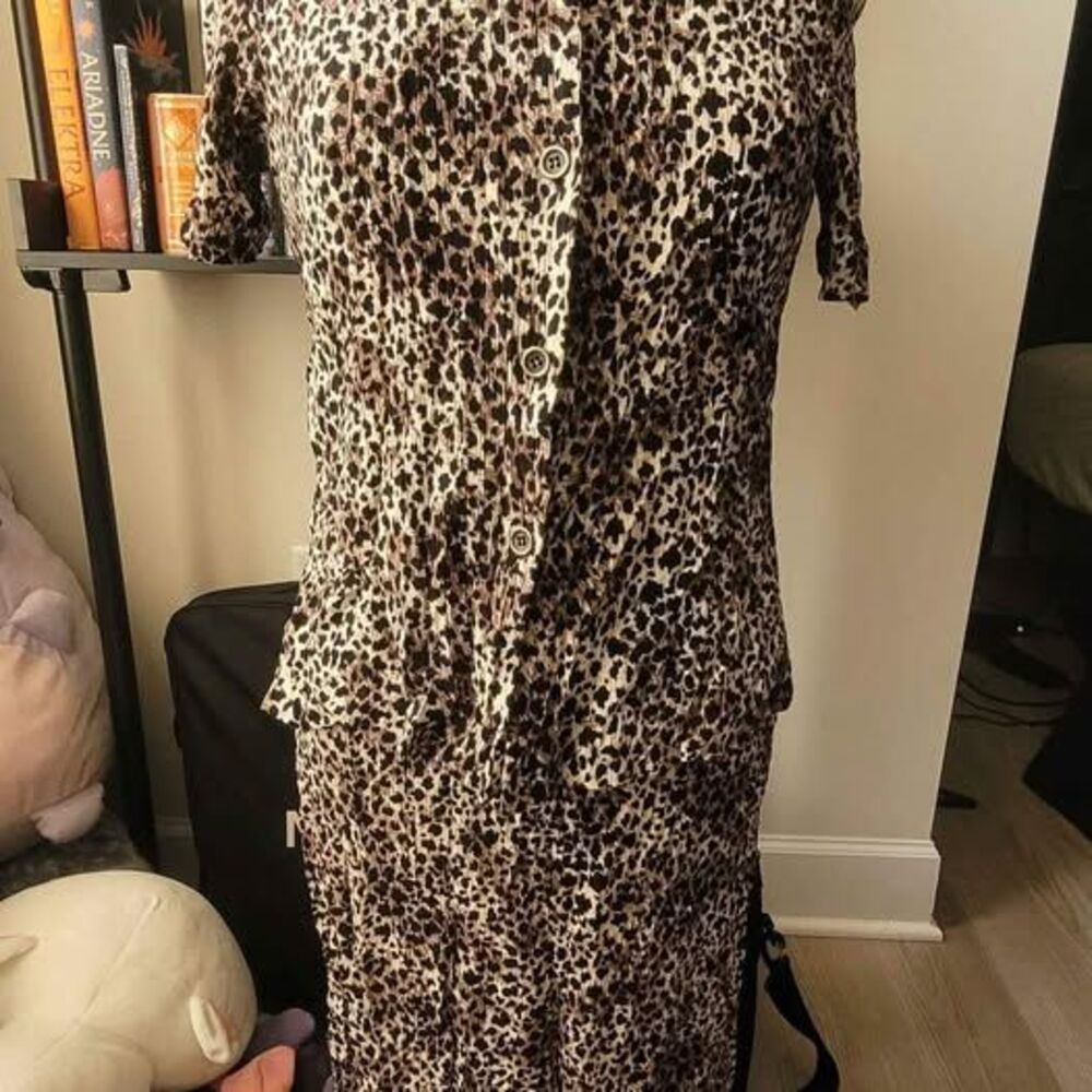 Leopard Print Sheath Dress & Matching Jacket, Two Piece, Vintage, Y2K barbie